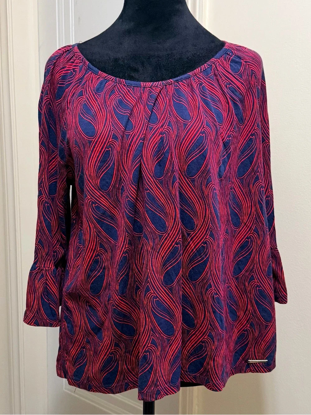 Michael Kors Peasant Paisley Print Blouse Womens Size L